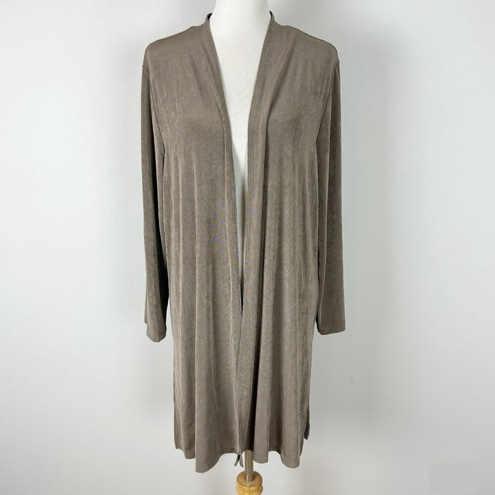 NEW Chico’s Brown Longline Cardigan Top Blouse Topper Size 3 (16/18) Women's